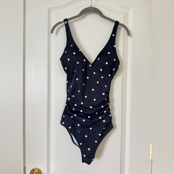 Boden One Piece US 6L Navy Blue with white polka dot swimsuit - Picture 1 of 7